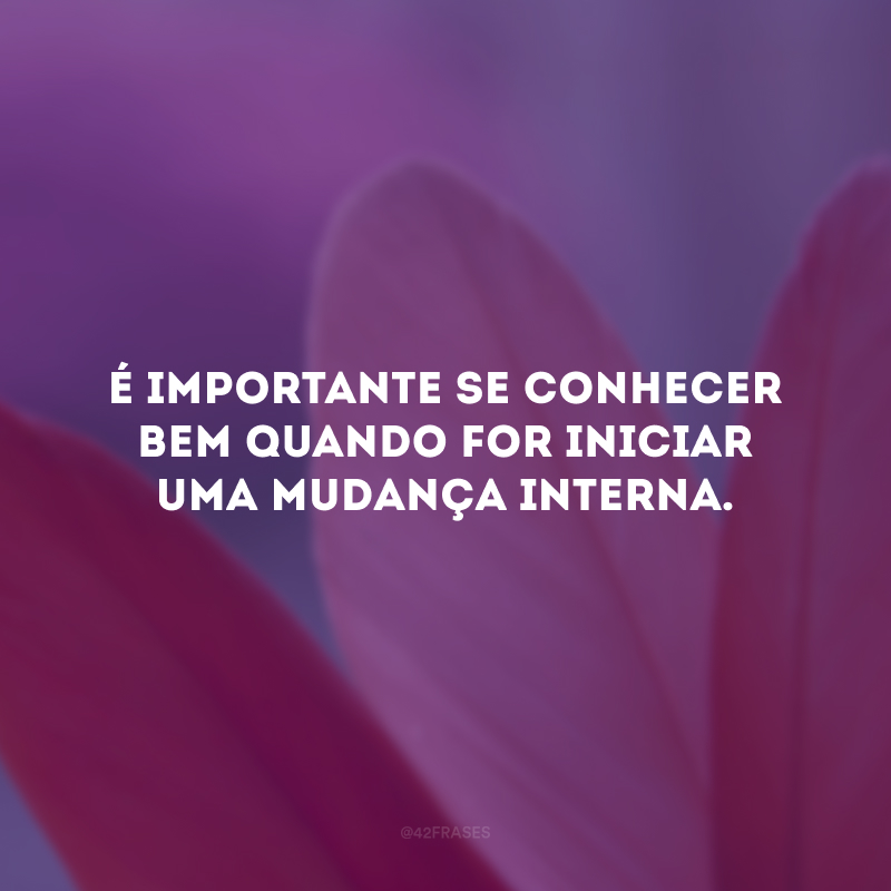 É importante se conhecer bem quando for iniciar uma mudança interna. 