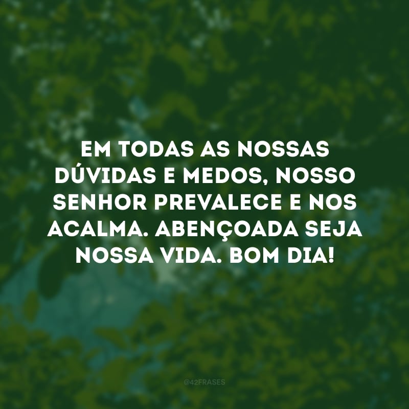 Em todas as nossas dúvidas e medos, nosso Senhor prevalece e nos acalma. Abençoada seja nossa vida. Bom dia!