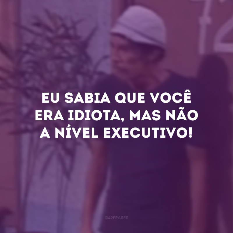 Eu sabia que você era idiota, mas não a nível executivo!