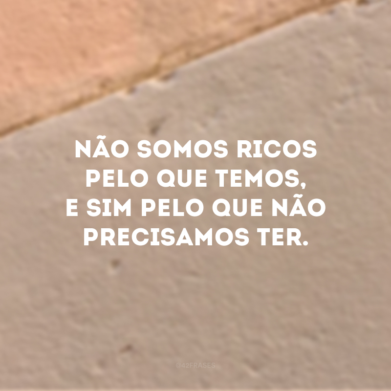 Não somos ricos pelo que temos, e sim pelo que não precisamos ter.