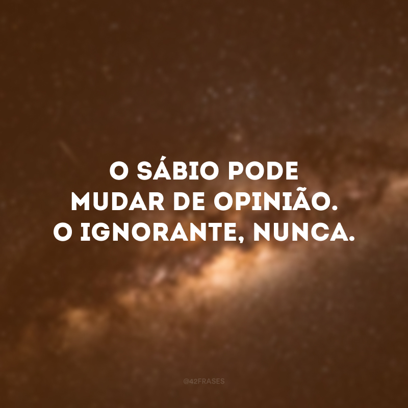 O sábio pode mudar de opinião. O ignorante, nunca.