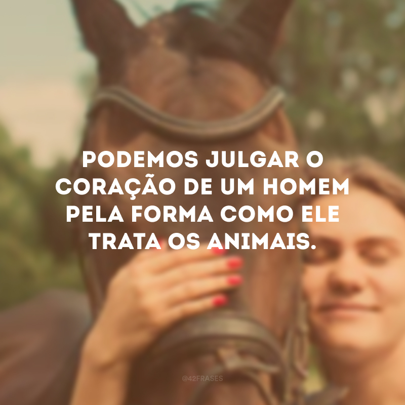 Podemos julgar o coração de um homem pela forma como ele trata os animais.