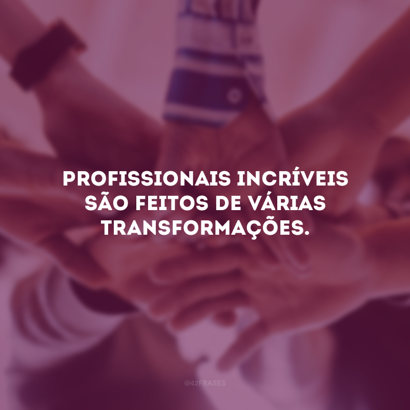 Profissionais incríveis são feitos de várias transformações. 