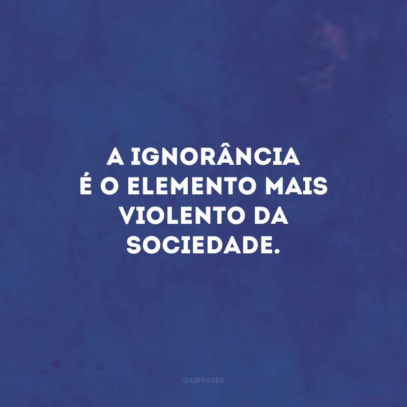 A ignorância é o elemento mais violento da sociedade. 