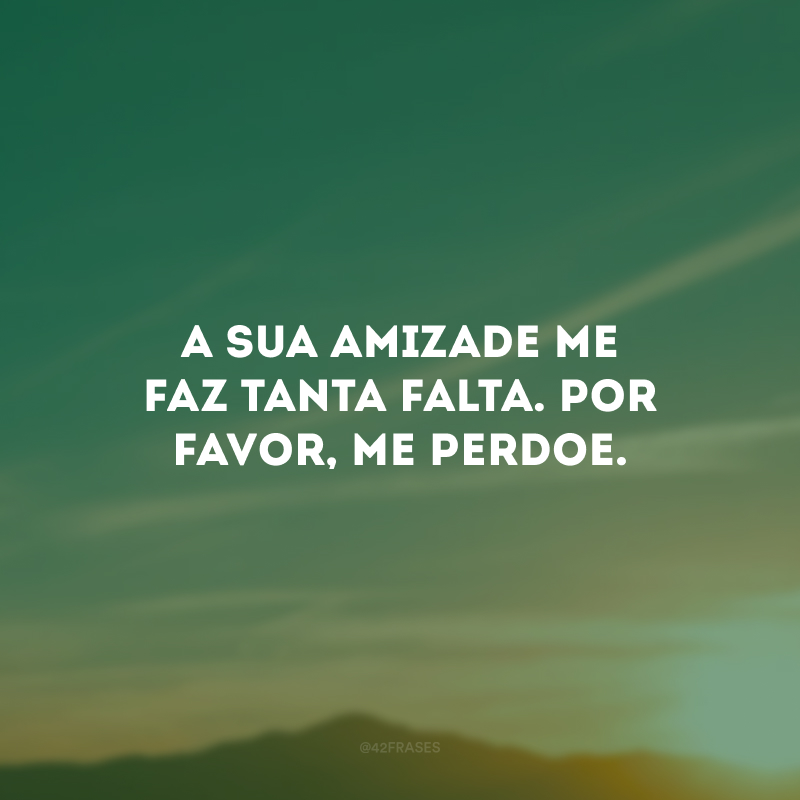 A sua amizade me faz tanta falta. Por favor, me perdoe.