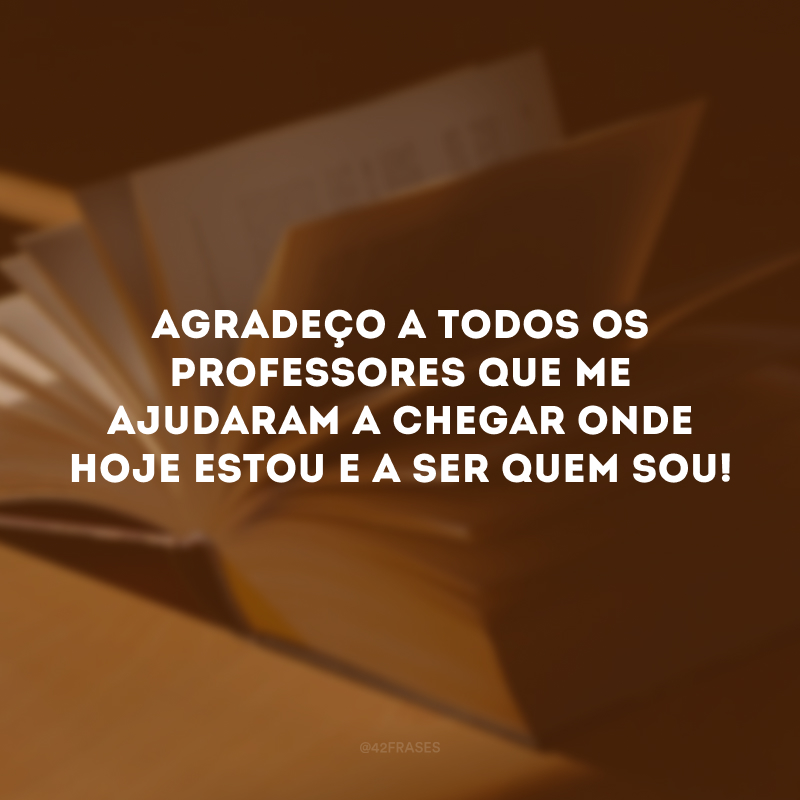 Agradeço a todos os professores que me ajudaram a chegar onde hoje estou e a ser quem sou!