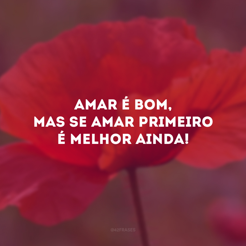 Amar é bom, mas se amar primeiro é melhor ainda!