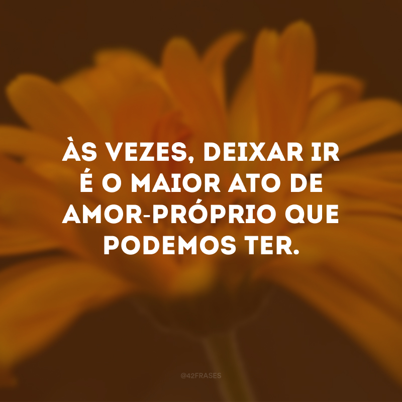 Às vezes, deixar ir é o maior ato de amor-próprio que podemos ter. 