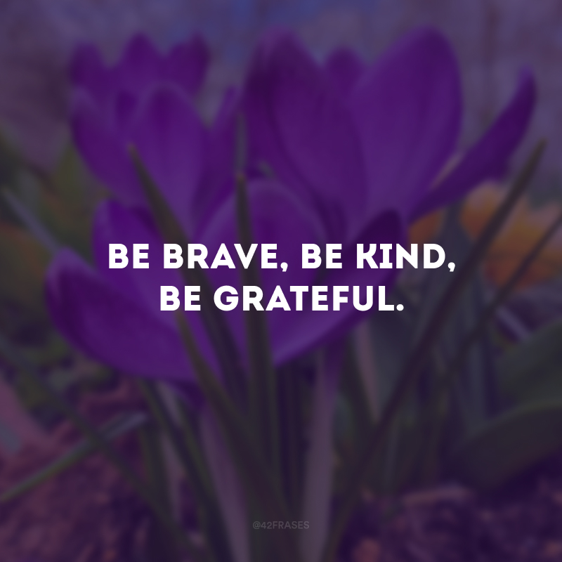 Be brave, be kind, be grateful. (Seja corajoso, seja gentil, seja grato.)