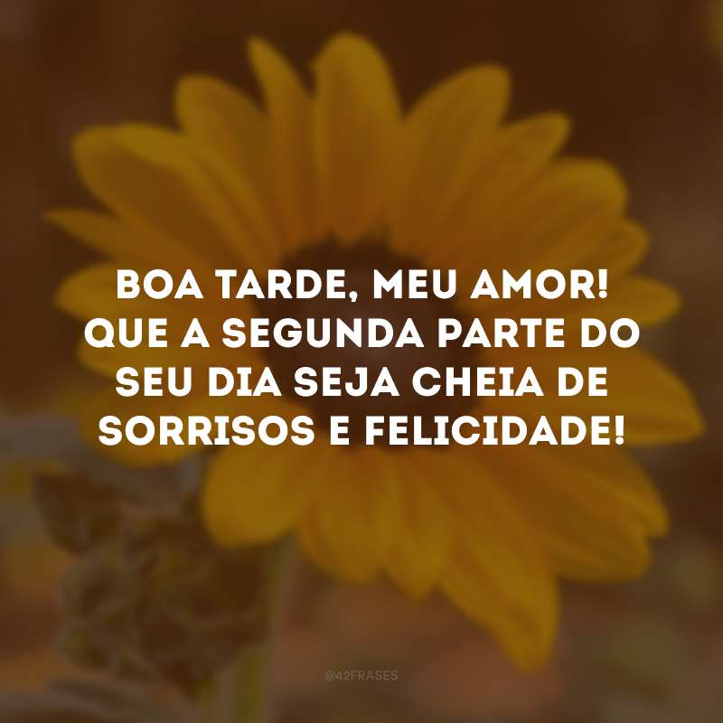 Boa tarde, meu amor! Que a segunda parte do seu dia seja cheia de sorrisos e felicidade!