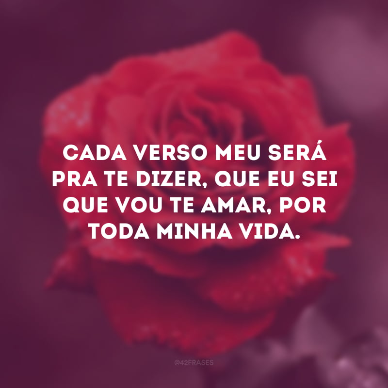 E cada verso meu será
Pra te dizer
que eu sei que vou te amar
Por toda minha vida.

Eu sei que vou chorar
A cada ausência tua eu vou chorar
Mas cada volta tua há de apagar
O que esta ausência tua me causou.

Eu sei que vou sofrer
a eterna desventura de viver
A espera de viver ao lado teu por toda a minha vida