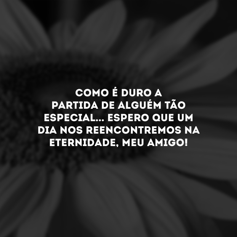 Como é duro a partida de alguém tão especial... Espero que um dia nos reencontremos na eternidade, meu amigo!