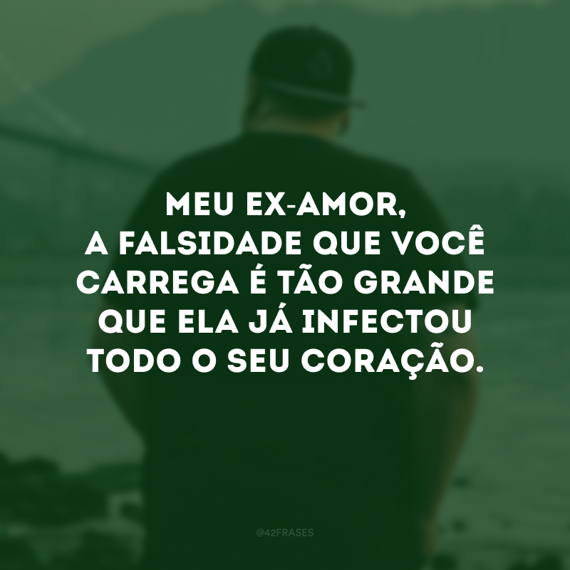 Meu ex-amor, a falsidade que você carrega é tão grande que ela já infectou todo o seu coração.