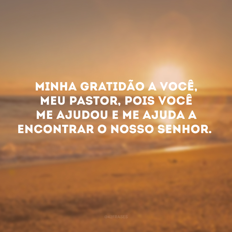 Minha gratidão a você, meu pastor, pois você me ajudou e me ajuda a encontrar o nosso Senhor.
