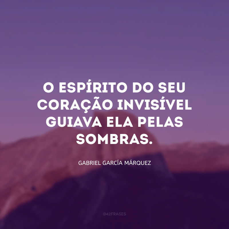 O espírito do seu coração invisível guiava ela pelas sombras.
