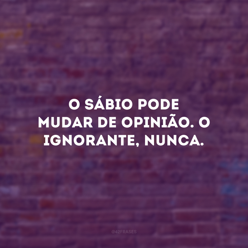 O sábio pode mudar de opinião. O ignorante, nunca.