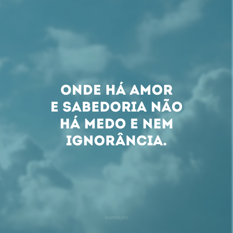 Onde há amor e sabedoria não há medo e nem ignorância.