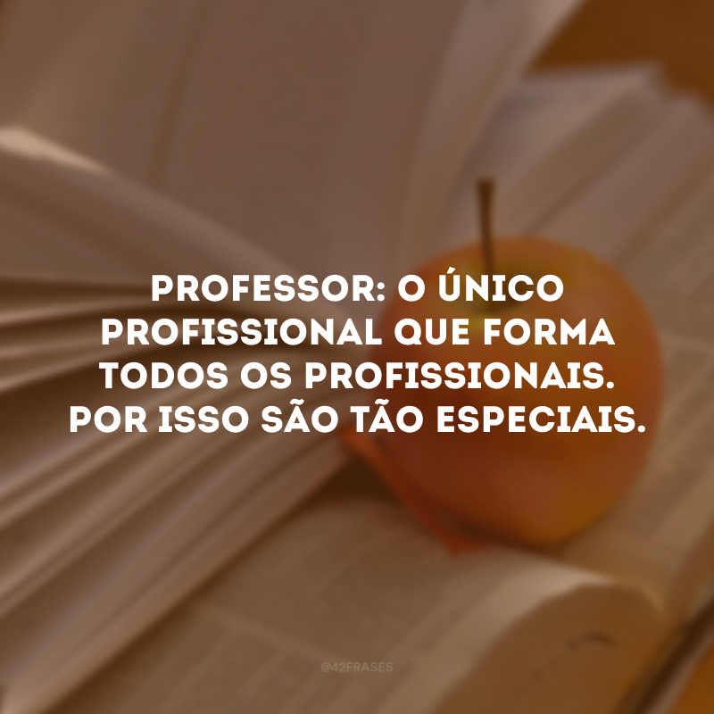 Professor: o único profissional que forma todos os profissionais. Por isso são tão especiais.