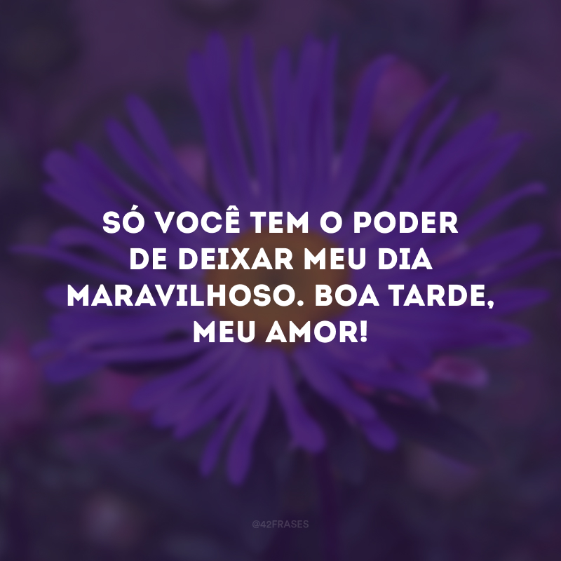 Só você tem o poder de deixar meu dia maravilhoso. Boa tarde, meu amor!