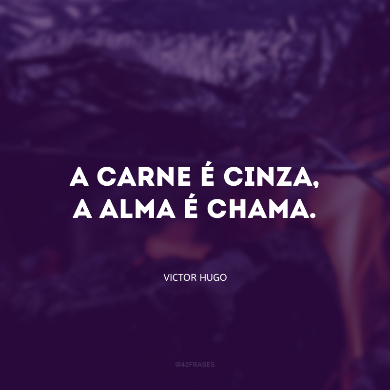 A carne é cinza, a alma é chama.