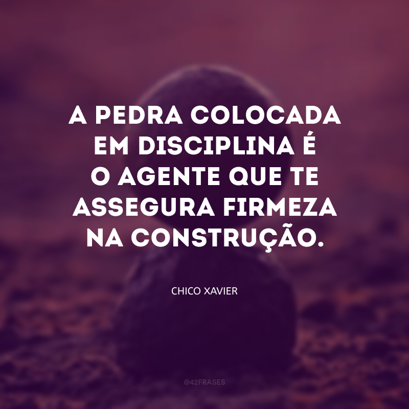 A pedra colocada em disciplina é o agente que te assegura firmeza na construção.