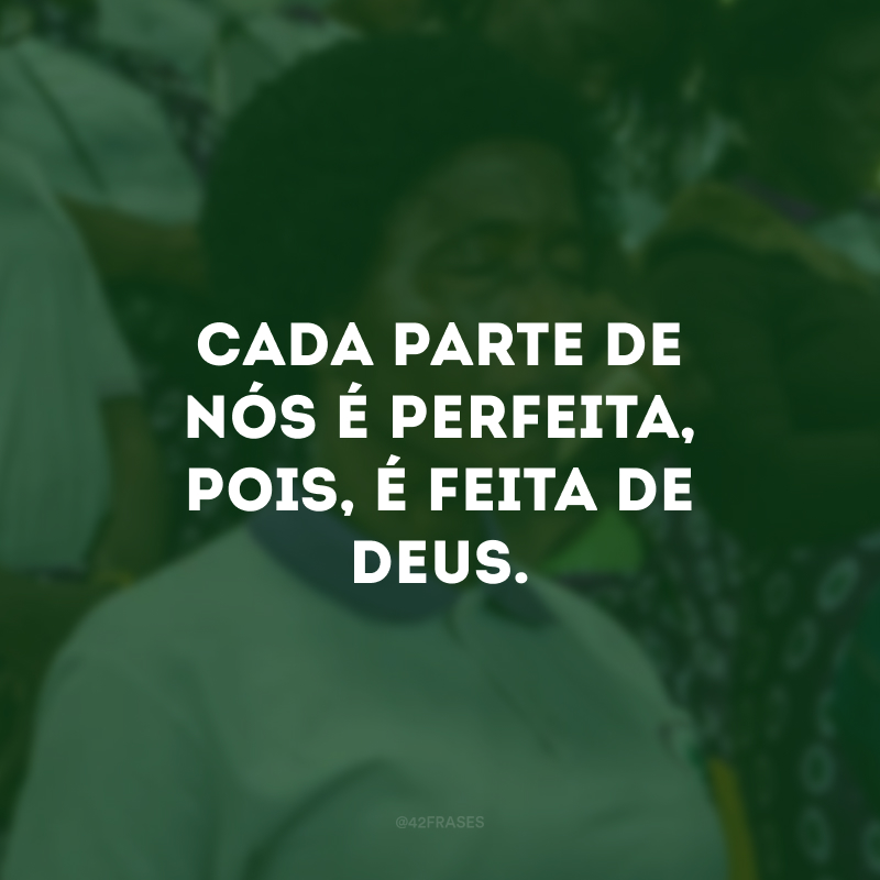 Cada parte de nós é perfeita, pois, é feita de Deus. 