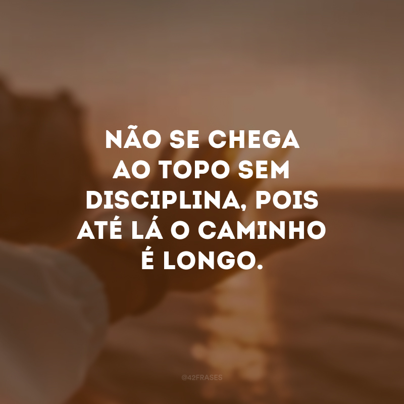 Não se chega ao topo sem disciplina, pois até lá o caminho é longo. 