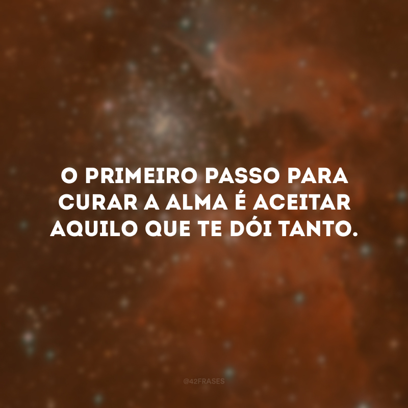 O primeiro passo para curar a alma é aceitar aquilo que te dói tanto. 