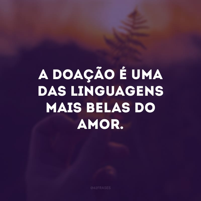 A doação é uma das linguagens mais belas do amor. 