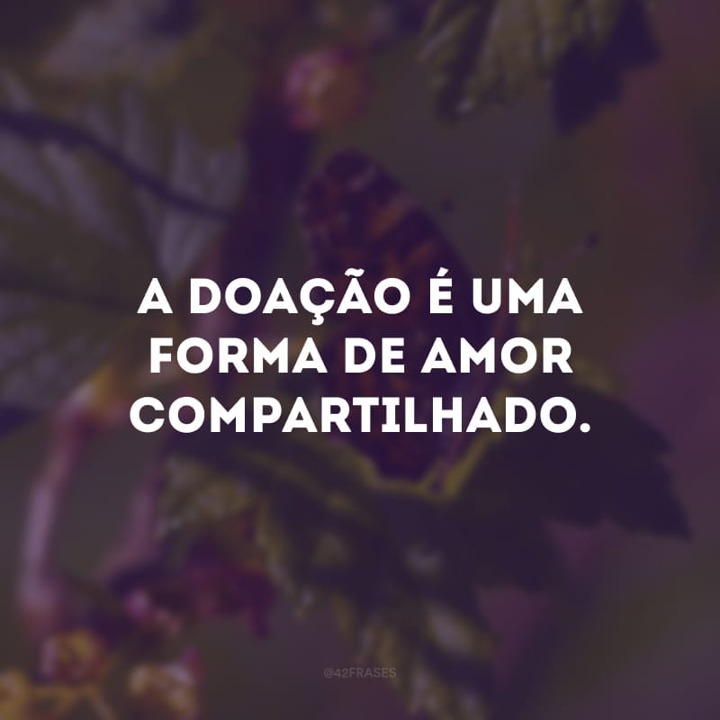 A doação é uma forma de amor compartilhado. 