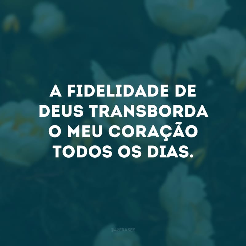 A fidelidade de Deus transborda o meu coração todos os dias. 