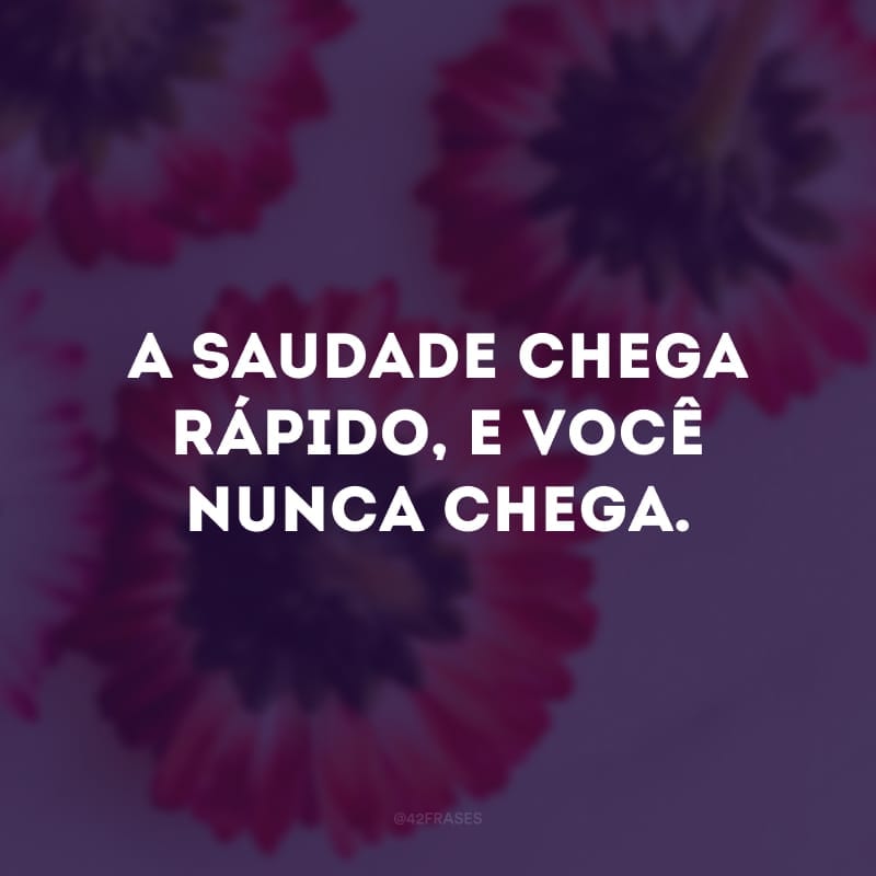 A saudade chega rápido, e você nunca chega. 