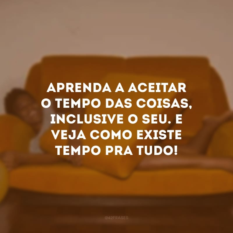 Aprenda a aceitar o tempo das coisas, inclusive o seu. E veja como existe tempo pra tudo!