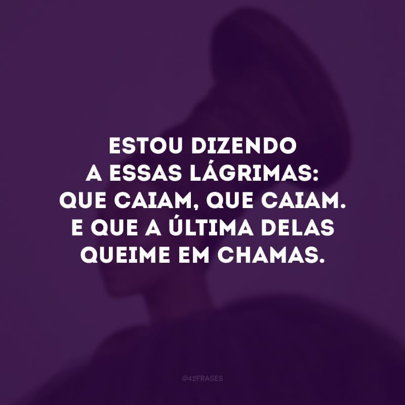 Estou dizendo a essas lágrimas: que caiam, que caiam. E que a última delas queime em chamas.