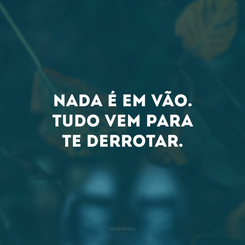 Nada é em vão. Tudo vem para te derrotar. 