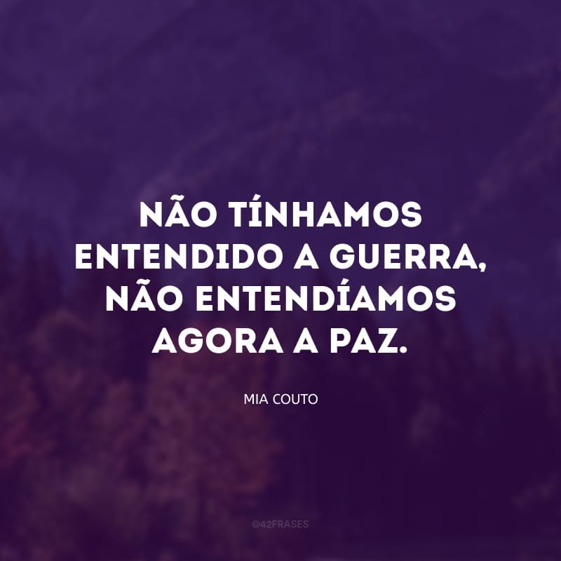 Não tínhamos entendido a guerra, não entendíamos agora a paz.