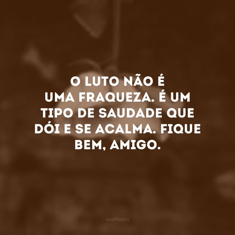 O luto não é uma fraqueza. É um tipo de saudade que dói e se acalma. Fique bem, amigo.