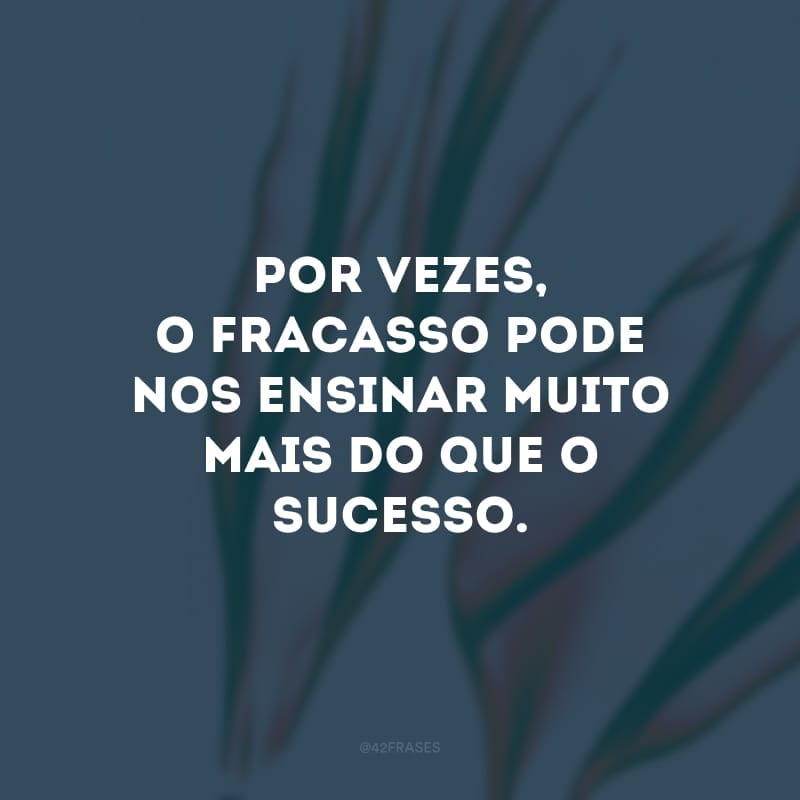 Por vezes, o fracasso pode nos ensinar muito mais do que o sucesso. 