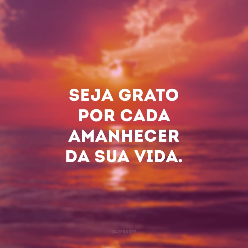 Seja grato por cada amanhecer da sua vida. 