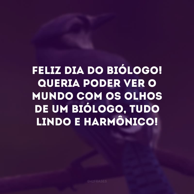 Feliz Dia do Biólogo! Queria poder ver o mundo com os olhos de um biólogo, tudo lindo e harmônico!