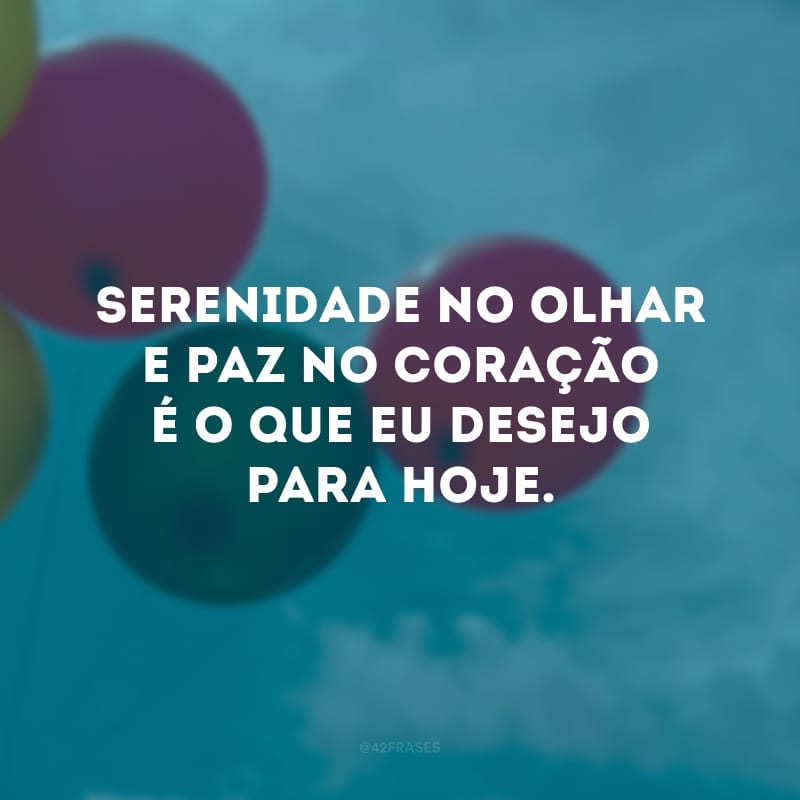 Serenidade no olhar e paz no coração é o que eu desejo para hoje. 