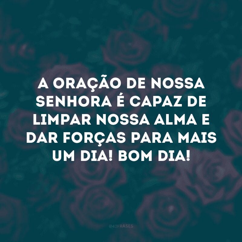 A oração de Nossa Senhora é capaz de limpar nossa alma e dar forças para mais um dia! Bom dia!