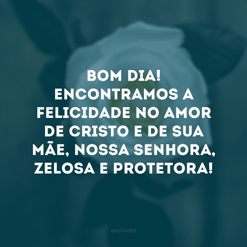 Bom dia! Encontramos a felicidade no amor de Cristo e de sua mãe, Nossa Senhora, zelosa e protetora!