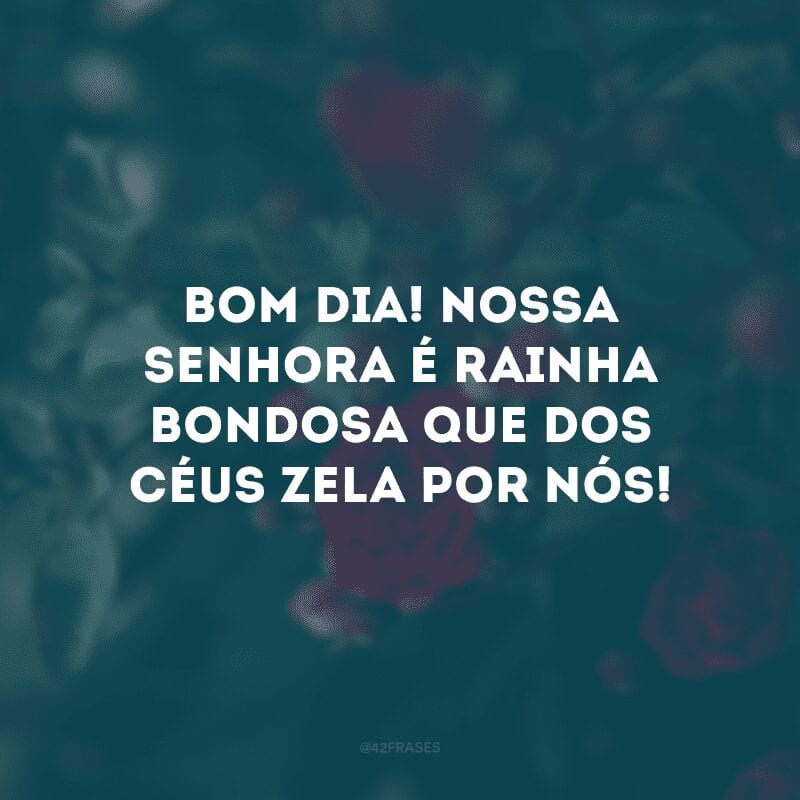 Bom dia! Nossa Senhora é rainha bondosa que dos céus zela por nós!