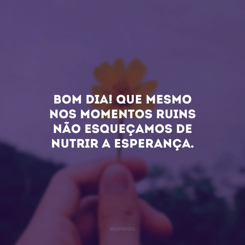 Bom dia! Que mesmo nos momentos ruins não esqueçamos de nutrir a esperança.