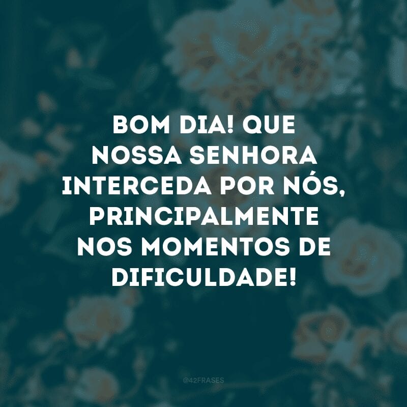 Bom dia! Que Nossa Senhora interceda por nós, principalmente nos momentos de dificuldade! 