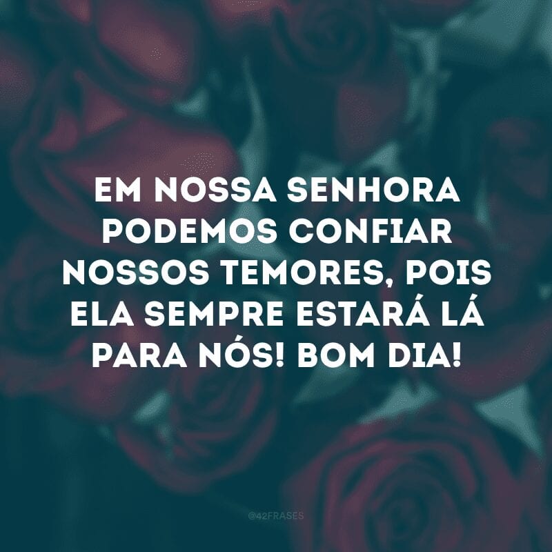 Em Nossa Senhora podemos confiar nossos temores, pois ela sempre estará lá para nós! Bom dia!