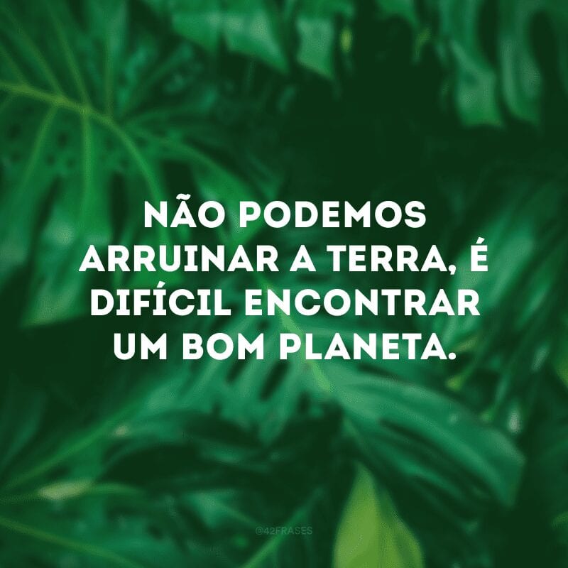 Não podemos arruinar a Terra, é difícil encontrar um bom planeta.