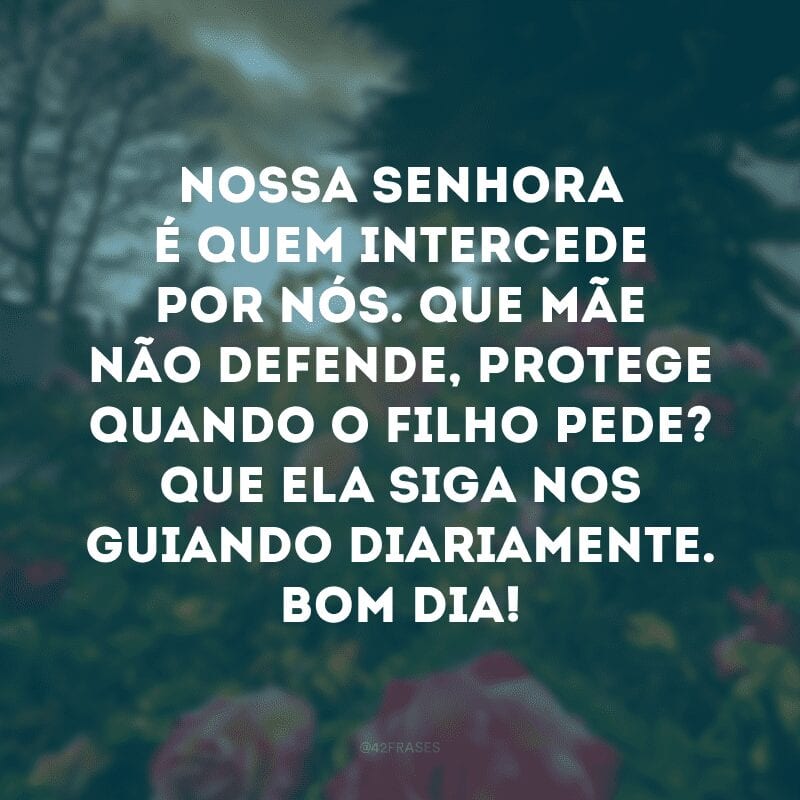 Nossa Senhora é quem intercede por nós. Que mãe não defende, protege quando o filho pede? Que ela siga nos guiando diariamente. Bom dia!