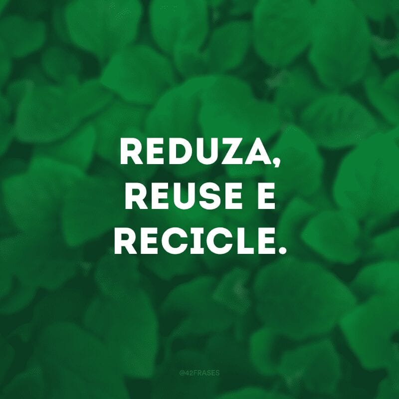 Reduza, reuse e recicle. 